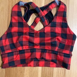 Born primitive red plaid x-factor sport bra